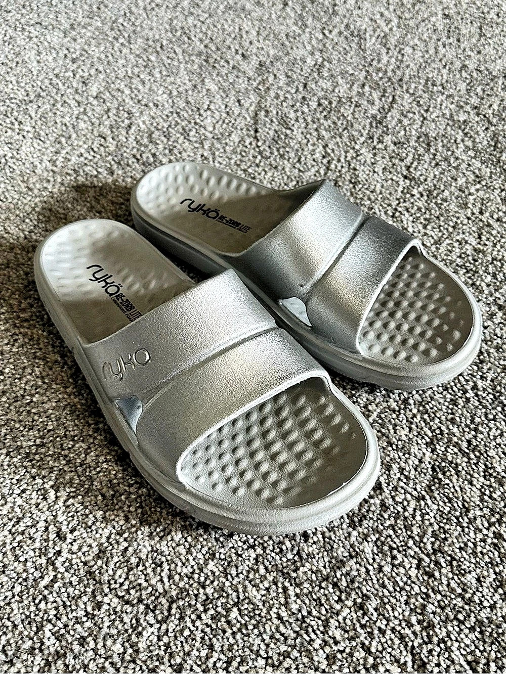 Ryka Restore Recovery Slide Silver Sandals - US 9